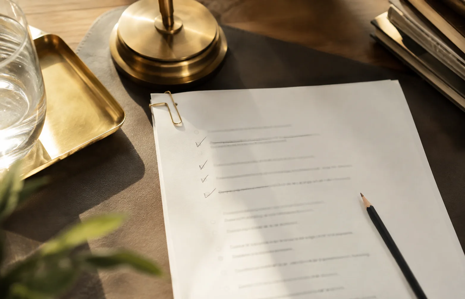 Ausgedruckte Liste mit handschriftlichen Häkchen und gestrichenen Zeilen
